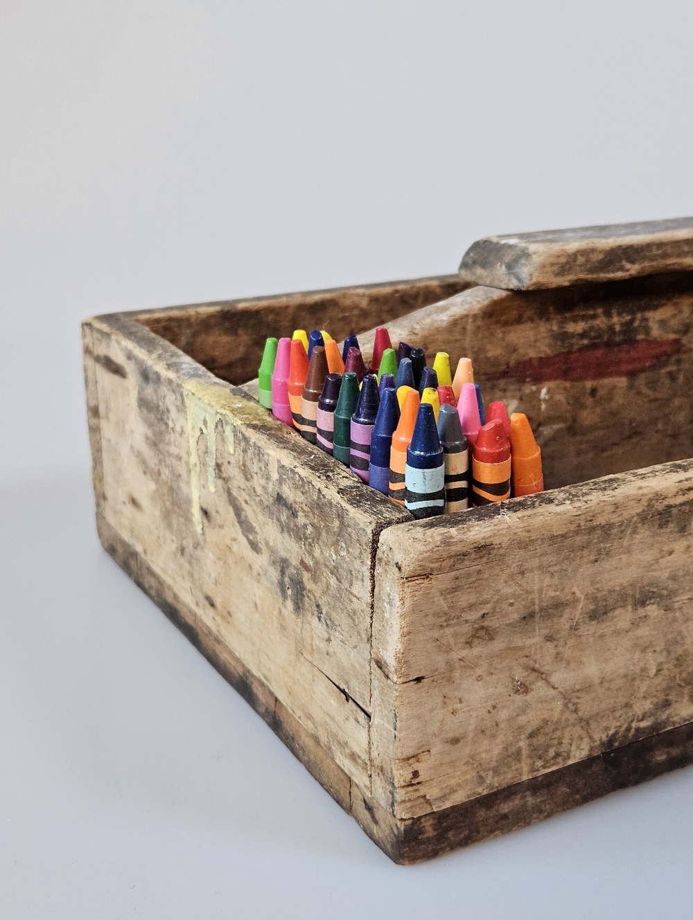 Antique Rustic Wood Handled Tray Toolbox